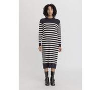 hessnatur Strickkleid Streifen Midi Relaxed aus reiner Bio-Baumwolle und weicher Schurwolle schwarz M