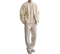 HESYSUAN Trendy Cardigan Sweaters for Men, Plus Size Zip Up Knit Cardigan Sweater Long Sleeve Warm Zipper Knitted Coat with 2 Pockets (Apricot,M)