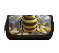 HETVBNS Bee Federmäppchen, extra groß, doppellagig, mit Reißverschluss, tragbare Kosmetiktasche für Reisen, Büro, Schreibwaren, Organizer für Damen und Herren