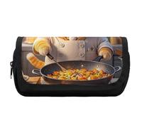 HETVBNS Cat Chef Federmäppchen, extra groß, doppellagiges Federmäppchen mit Reißverschluss, tragbare Kosmetiktasche für Reisen, Büro, Schreibwaren-Organizer für Damen und Herren