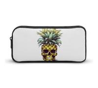 HETVBNS Cooles Federmäppchen mit Totenkopf-Ananas-Motiv, große Kapazität, Reißverschluss-Tasche, langlebige Stiftebox, Organizer, tragbare kleine Kosmetiktasche für Büro, Reisen