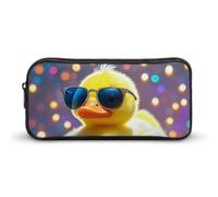 HETVBNS Ellow Ducky Federmäppchen mit Sonnenbrille, großes Fassungsvermögen, Reißverschluss-Tasche, langlebige Stiftebox, Organizer, tragbare kleine Kosmetiktasche für Büro, Reisen