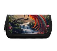 HETVBNS Farbenfrohes Phoenix-Federmäppchen, extra groß, doppellagiges Federmäppchen mit Reißverschluss, tragbare Kosmetiktasche für Reisen, Büro, Schreibwaren, Organizer für Damen und Herren