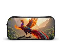 HETVBNS Farbenfrohes Phoenix-Federmäppchen, großes Fassungsvermögen, Reißverschluss-Tasche, langlebige Stiftebox, Organizer, tragbare kleine Kosmetiktasche für Büro, Reisen