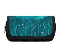 HETVBNS Federmäppchen, extra groß, doppellagig, mit Reißverschluss, tragbare Kosmetiktasche für Reisen, Büro, Schreibwaren, Organizer für Damen und Herren, Blaugrün