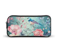 HETVBNS Federmäppchen im Blumen- und Vogel-Stil, großes Fassungsvermögen, Reißverschluss-Tasche, langlebige Stiftebox, Organizer, tragbare kleine Kosmetiktasche für Büro, Reisen