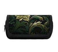 HETVBNS Federmäppchen im dunkelgrünen und grünen Stil, extra groß, doppellagiges Federmäppchen mit Reißverschluss, tragbare Kosmetiktasche für Reisen, Büro, Schreibwaren-Organizer für Damen und Herren