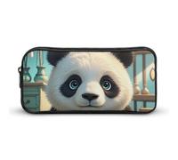 HETVBNS Federmäppchen mit Anime-Panda-Gesicht, großes Fassungsvermögen, Reißverschluss-Tasche, langlebige Stiftebox, Organizer, tragbare kleine Kosmetiktasche für Büro, Reisen