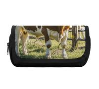 HETVBNS Federmäppchen mit Bauernhof-Bildern, extra groß, doppellagiges Federmäppchen mit Reißverschluss, tragbare Kosmetiktasche für Reisen, Büro, Schreibwaren, Organizer für Damen und Herren