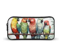 HETVBNS Federmäppchen mit bunten Papageien auf Baum, großes Fassungsvermögen, mit Reißverschluss, langlebig, tragbar, kleine Kosmetiktasche für Büro, Reisen