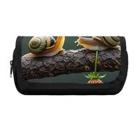 HETVBNS Federmäppchen mit Erdbeerschnecke, extra groß, doppellagiges Federmäppchen mit Reißverschluss, tragbare Kosmetiktaschen für Reisen, Büro, Schreibwaren, Organizer für Damen und Herren