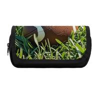 HETVBNS Federmäppchen mit grünem Grasmotiv, extra groß, doppellagiges Federmäppchen mit Reißverschluss, tragbare Kosmetiktasche für Reisen, Büro, Schreibwaren-Organizer für Damen und Herren, Braun
