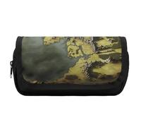 HETVBNS Federmäppchen mit Karte von Mittelerde, extra groß, doppellagiges Federmäppchen mit Reißverschluss, tragbare Kosmetiktasche für Reisen, Büro, Schreibwaren-Organizer für Damen und Herren