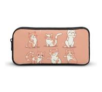 HETVBNS Federmäppchen mit Katzenbewegungen sind unterschiedlich, großes Fassungsvermögen, Reißverschluss-Tasche, langlebige Stiftebox, Organizer, tragbare kleine Kosmetiktasche für Büro, Reisen