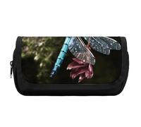 HETVBNS Federmäppchen mit Libellen-Motiv, extra groß, doppellagig, mit Reißverschluss, tragbare Kosmetiktasche für Reisen, Büro, Schreibwaren, Organizer für Damen und Herren, Blau