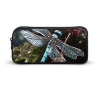 HETVBNS Federmäppchen mit Libellen-Motiv, große Kapazität, Reißverschluss, langlebig, tragbar, kleine Kosmetiktasche für Büro, Reisen