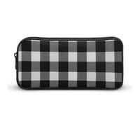 HETVBNS Federmäppchen mit Reißverschluss, robust, tragbar, kleine Kosmetiktasche für Büro, Reisen, Schwarz und Weiß