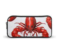 HETVBNS Federmäppchen mit rotem Hummer-Druck, großes Fassungsvermögen, Reißverschluss-Tasche, langlebig, Federmäppchen, Organizer, tragbare kleine Kosmetiktasche für Büro, Reisen