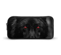 HETVBNS Federmäppchen mit schwarzen und roten Augen, Wolfsmotiv, große Kapazität, Reißverschluss, langlebige Stiftebox, Organizer, tragbare kleine Kosmetiktasche für Büro, Reisen