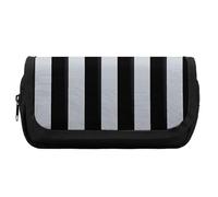 HETVBNS Federmäppchen mit schwarzen und weißen Streifen, extra groß, doppellagiges Federmäppchen mit Reißverschluss, tragbare Kosmetiktasche für Reisen, Büro, Schreibwaren, Organizer für Damen und