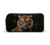 HETVBNS Federmäppchen mit Tiger- und Pfotenmotiv, großes Fassungsvermögen, Reißverschluss-Tasche, langlebige Stiftebox, Organizer, tragbare kleine Kosmetiktasche für Büro, Reisen