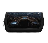 HETVBNS Federmäppchen mit Weltraumansicht aus dem Raumschiff, extra groß, doppellagiges Federmäppchen mit Reißverschluss, tragbare Kosmetiktaschen für Reisen, Büro, Schreibwaren-Organizer für Damen