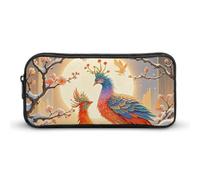 HETVBNS Federmäppchen mit zwei Phönixen im Winter, große Kapazität, Reißverschluss, langlebig, tragbar, kleine Kosmetiktasche für Büro, Reisen