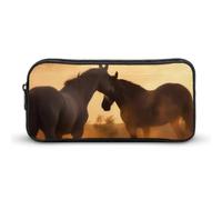 HETVBNS Federmäppchen, Motiv: Pferde in Love, große Kapazität, Reißverschluss, langlebig, Federmäppchen, Organizer, tragbare kleine Kosmetiktasche für Büro, Reisen