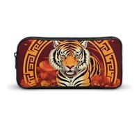 HETVBNS Federmäppchen "Wohlstand im Jahr des Tigers", großes Fassungsvermögen, Reißverschluss-Tasche, langlebige Stiftebox, Organizer, tragbare kleine Kosmetiktasche für Büro, Reisen