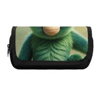 HETVBNS Green Clever Monkey Federmäppchen, extra groß, doppellagiges Federmäppchen mit Reißverschluss, tragbare Kosmetiktasche für Reisen, Büro, Schreibwaren-Organizer für Damen und Herren