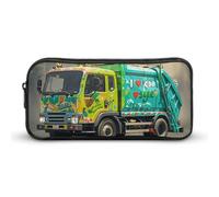 HETVBNS I Love Garbage Trucks Federmäppchen, großes Fassungsvermögen, Reißverschluss, langlebige Stiftebox, Organizer, tragbare kleine Kosmetiktasche für Büro, Reisen