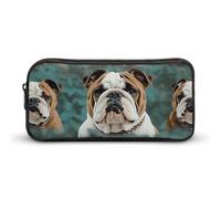 HETVBNS Lustiges Federmäppchen mit englischer Bulldogge, großes Fassungsvermögen, Reißverschluss-Tasche, langlebige Stiftebox, Organizer, tragbare kleine Kosmetiktasche für Büro, Reisen