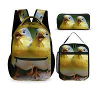HETVBNS Lustiges Vogel-Rucksack-Set, 3-teilig, robuster Rucksack, isolierte Lunchtasche, tragbares Federmäppchen für Männer und Frauen