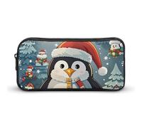 HETVBNS Lustiges Weihnachts-Federmäppchen mit Pinguin, große Kapazität, Reißverschluss-Tasche, langlebige Stiftebox, Organizer, tragbare kleine Kosmetiktasche für Büro, Reisen