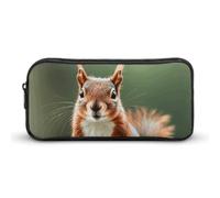 HETVBNS Niedliches Eichhörnchen-Federmäppchen, großes Fassungsvermögen, Reißverschluss-Tasche, langlebige Stiftebox, Organizer, tragbare kleine Kosmetiktasche für Büro, Reisen