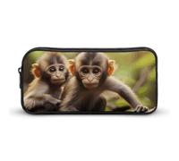 HETVBNS Niedliches Federmäppchen mit kleinem Affenmotiv, großes Fassungsvermögen, Reißverschluss-Tasche, langlebige Stiftebox, Organizer, tragbare kleine Kosmetiktasche für Büro, Reisen