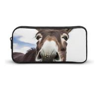 HETVBNS Niedliches lustiges Esel-Federmäppchen, großes Fassungsvermögen, Reißverschluss-Tasche, langlebige Stiftebox, Organizer, tragbare kleine Kosmetiktasche für Büro, Reisen