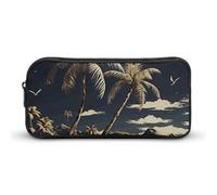 HETVBNS Palmen-Federmäppchen, großes Fassungsvermögen, Reißverschluss-Tasche, langlebige Stiftebox, Organizer, tragbare kleine Kosmetiktasche für Büro, Reisen