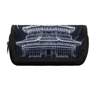 HETVBNS Peking Tiantan Federmäppchen, extra groß, doppellagiges Federmäppchen mit Reißverschluss, tragbare Kosmetiktasche für Reisen, Büro, Schreibwaren-Organizer für Damen und Herren