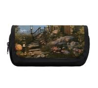 HETVBNS Pilzgarten-Federmäppchen, extra groß, doppellagiges Federmäppchen mit Reißverschluss, tragbare Kosmetiktasche für Reisen, Büro, Schreibwaren-Organizer für Damen und Herren