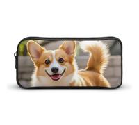 HETVBNS Playful Corgi Federmäppchen mit großem Fassungsvermögen, Reißverschluss, langlebige Stiftebox, Organizer, tragbare kleine Kosmetiktasche für Büro, Reisen