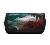 HETVBNS Scenic Lake Federmäppchen, extra groß, doppellagiges Federmäppchen mit Reißverschluss, tragbare Kosmetiktasche für Reisen, Büro, Schreibwaren, Organizer für Damen und Herren
