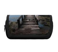 HETVBNS The Water Federmäppchen aus Holz, extra groß, doppellagiges Federmäppchen mit Reißverschluss, tragbare Kosmetiktasche für Reisen, Büro, Schreibwaren, Organizer für Damen und Herren