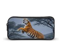 HETVBNS Tiger Moon Federmäppchen, große Kapazität, Reißverschluss, langlebige Stiftebox, Organizer, tragbare kleine Kosmetiktasche für Büro, Reisen