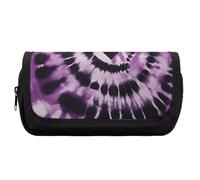 HETVBNS Violettes Batik-Federmäppchen, extra groß, doppellagiges Federmäppchen mit Reißverschluss, tragbare Kosmetiktaschen für Reisen, Büro, Schreibwaren, Organizer für Damen und Herren