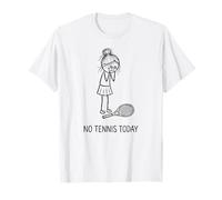 Heute kein Tennis, lustiges, trauriges Strichmännchen, unordentliches Bun, Spielermädchen T-Shirt