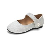 HEVA Klassische Mary-Jane-Schuhe für Mädchen mit Klettverschluss, Flache Schuhe für Hochzeitskleider Schulschuhe
