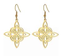 Hexenknoten Halskette für Frauen Irischer Keltischer Knoten Dreifaltigkeit Pentagramm Mond Ankh Kreuz Triquetra Dreifaltigkeitsknoten Wikinger Halskette Amulett Wiccan Schmuck (Dreifaltigkeit Gold)