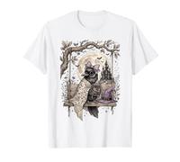 Hexenrabe mit Zauberbuch Vollmond Gothic Gruselgrafik T-Shirt