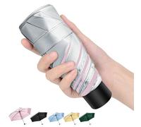 HEXSOLID Mini 40inch Regenschirm UV Schirm UPF 50+ Automatik Regenschirm Sturmfest Umbrella Reise Winddichter Wasserdicht für Herren und Damen (Silber/Rosa, 18cm)